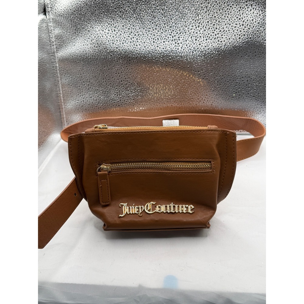 Juicy Couture Brown Leather Belt Bag Fanny Pack Gold Logo